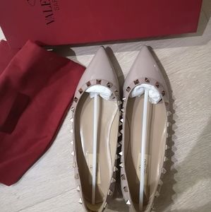Pink Valentino Rockstud Ballerina Flats